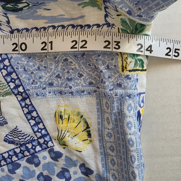 J Crew Linen Blend Coastal Patchwork Lemons Button Up Shirt XL Euro Summmer NWT - Picture 15 of 16